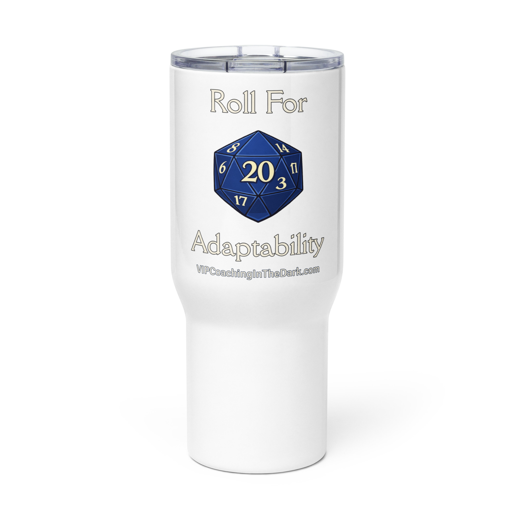 Roll For Adaptability - Travel mug with a handle - Image 1